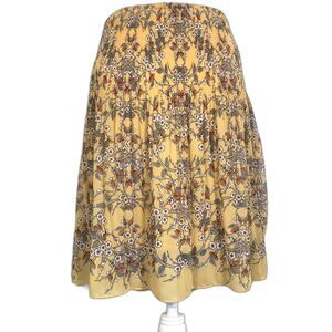 Max Studio Accordion Hippie Boho Midi Skirt Size Large Maize Smocked Waist